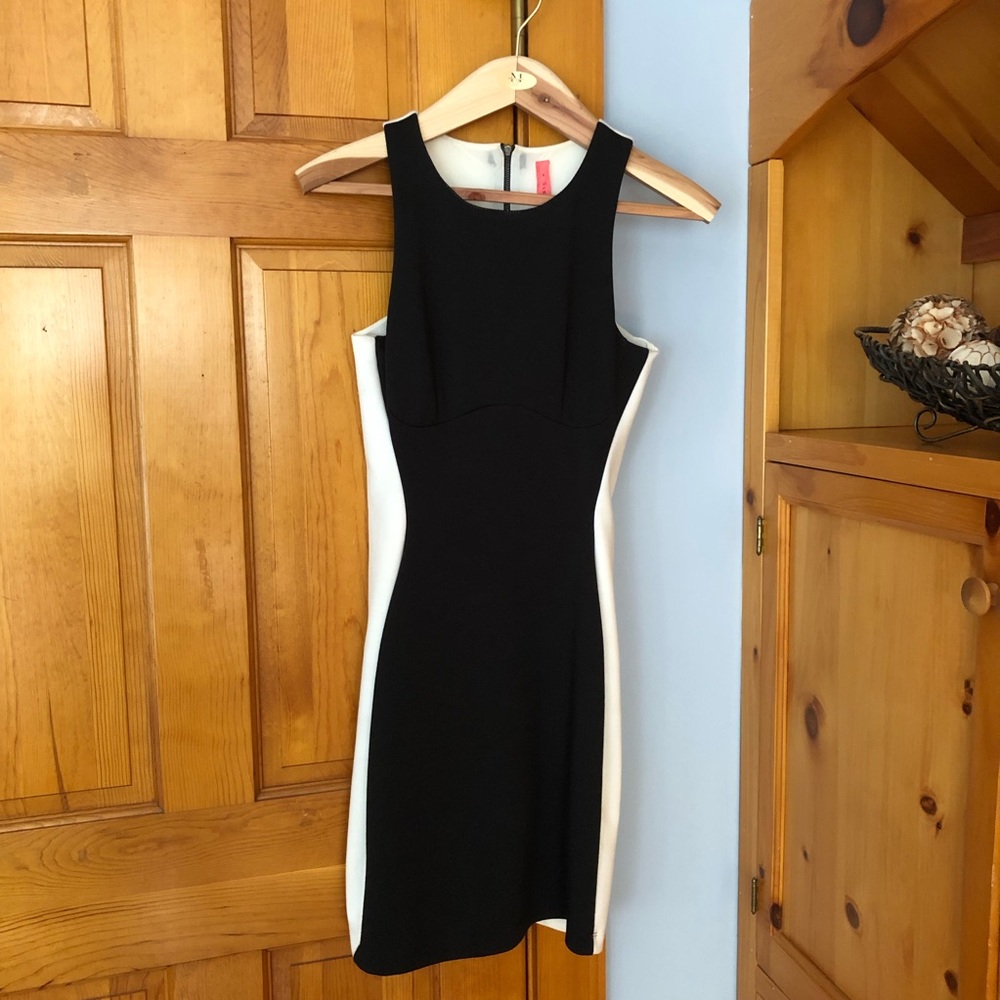 Black and white block dress